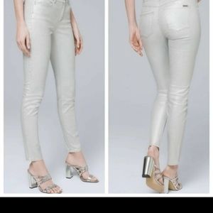White House Black Market Metallic Silver Ankle Jeans